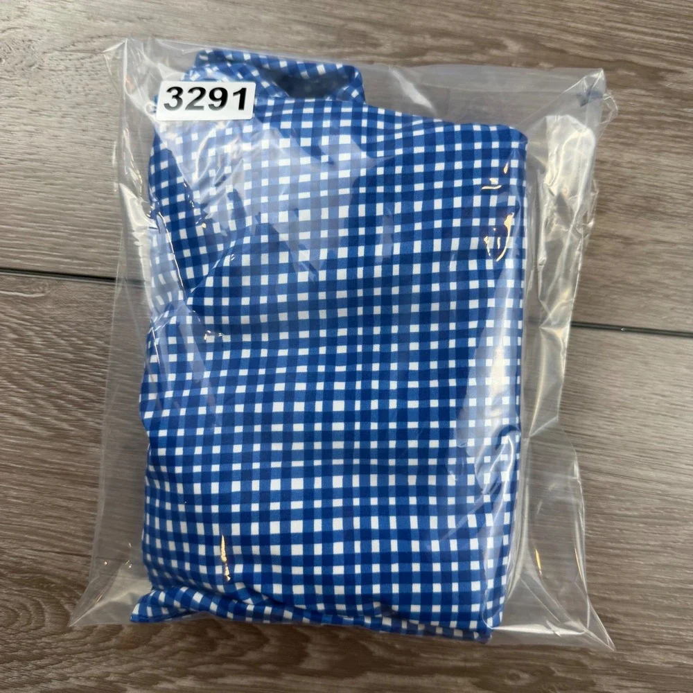 Tom & Teddy Mens Swim Trunks Gingham Check Blue White Size M